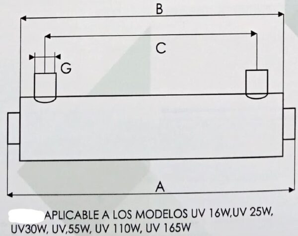 Lámpara de luz ultravioleta UV 165 Watts - Imagen 2
